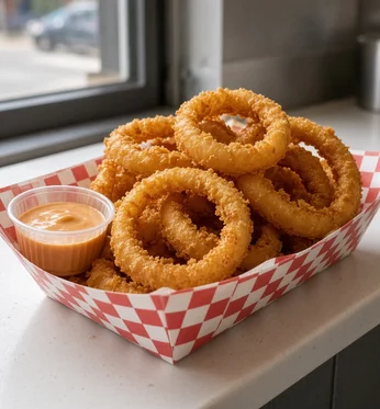 Onion rings with dipping sauce