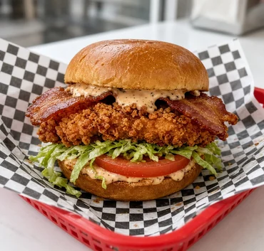 Crispy Chicken BLT in a basket