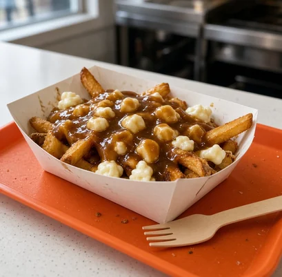 Poutine with cheese curds and gravy