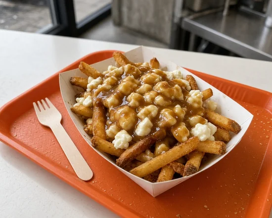Poutine with fries, cheese curds and gravy